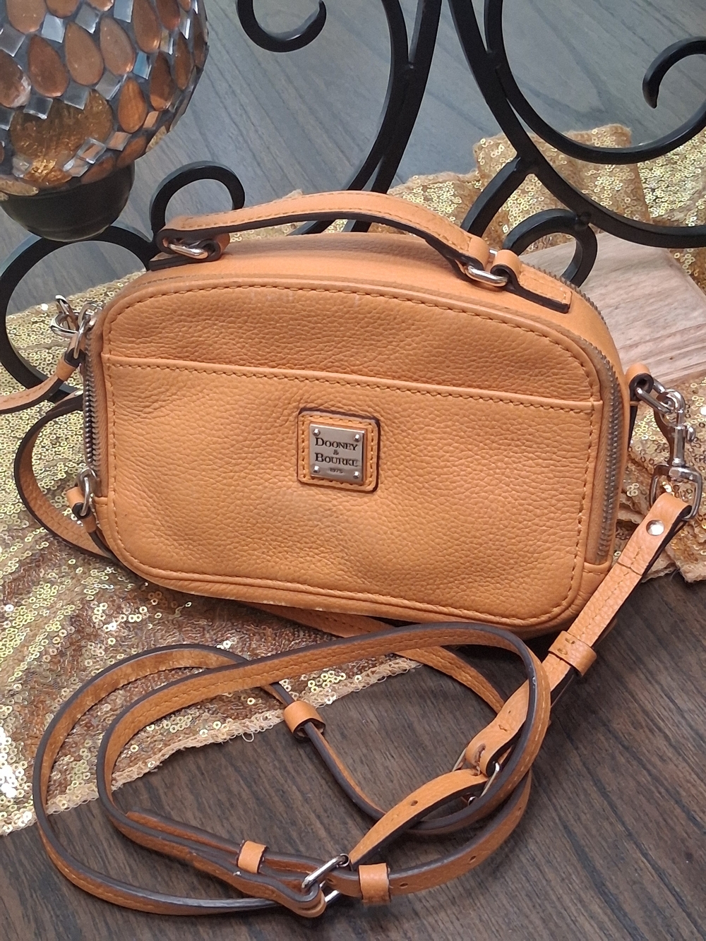 Dooney & Bourke Caramel Brown Pebbled Leather Crossbody - Picture 11 of 11